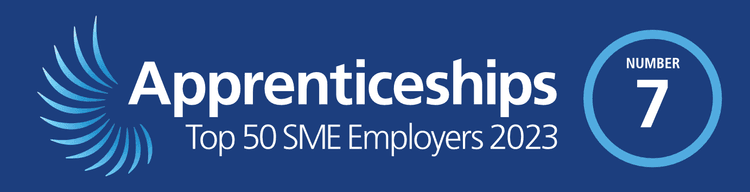 top 50 sme employers for 2022, second place badge